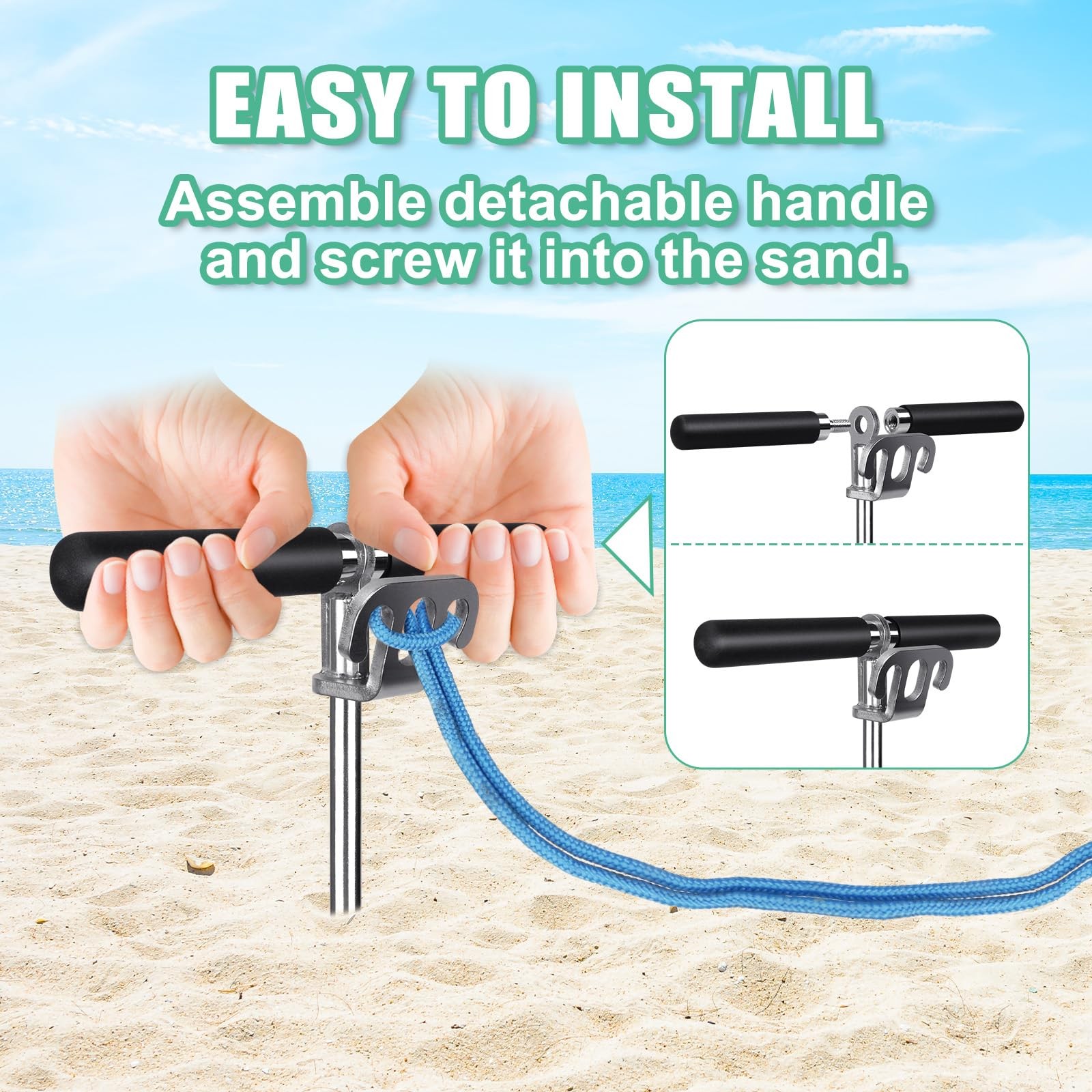 Dolibest 304 Stainless Steel Boat Sand Anchor, 26″ Fully Welded Screw-in Sand…