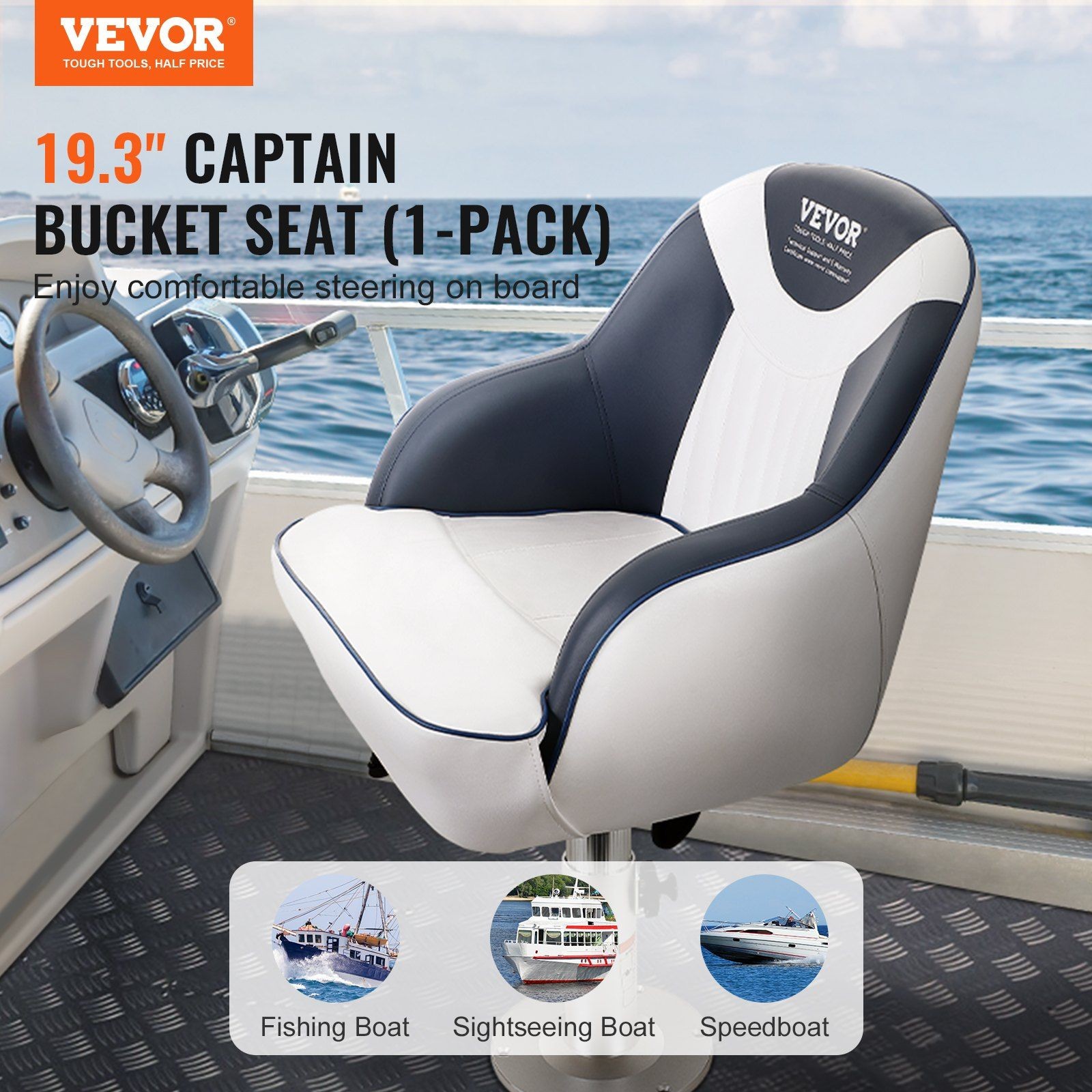 Thickened Sponge Pontoon Boat Chair 1-Piece for Fishing & Sightseeing