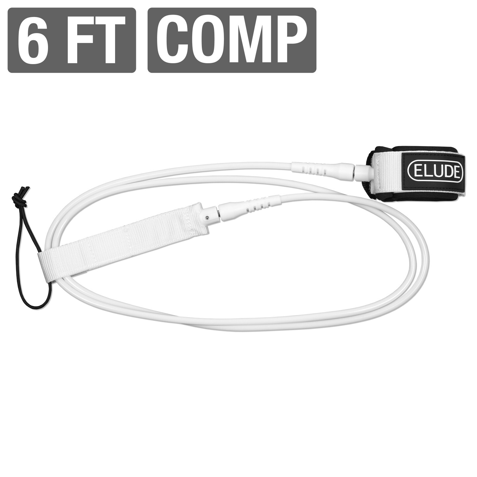 ELUDE Surfboard Leash 6ft (5mm Comp) Maximum Strength (White)