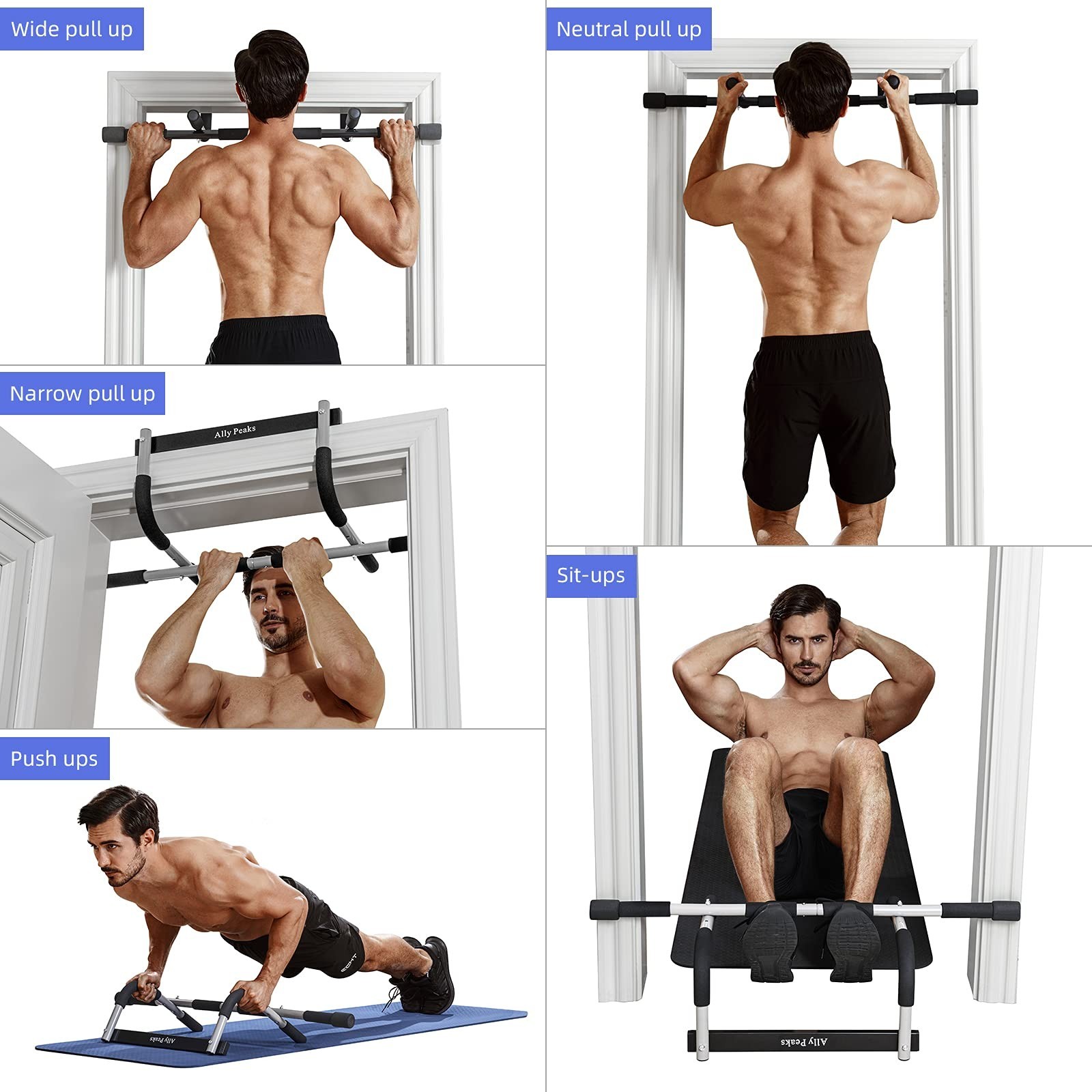 Ally Peaks Pull Up Bar for Doorway | Thickened Steel Max Limit 440 lbs Upper …