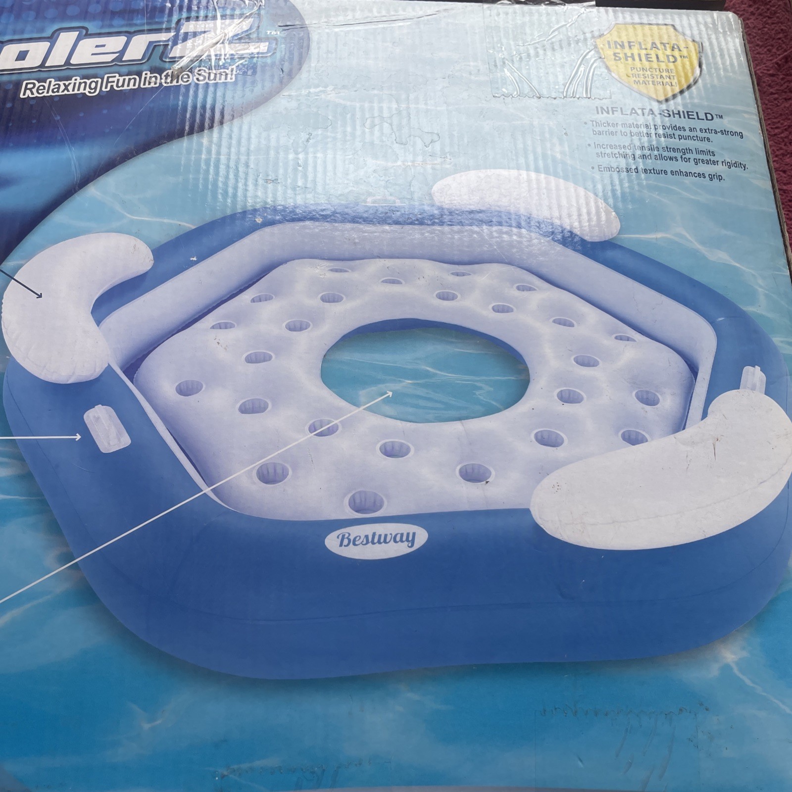 NEW 3 Person Coolerz X3 Island Inflatable Raft Tube Swimming Water Boat Float