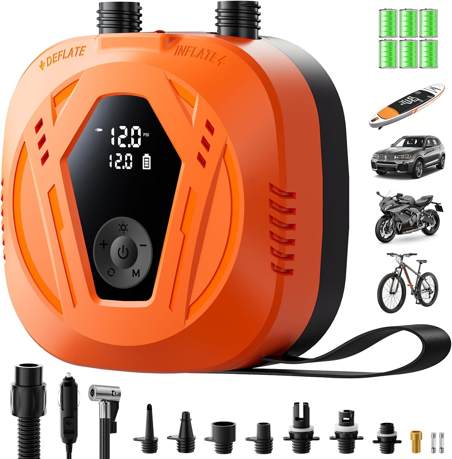 50PSI Paddle Board Electric Pump, Portable Rechargeable SUP Pump with Automatic