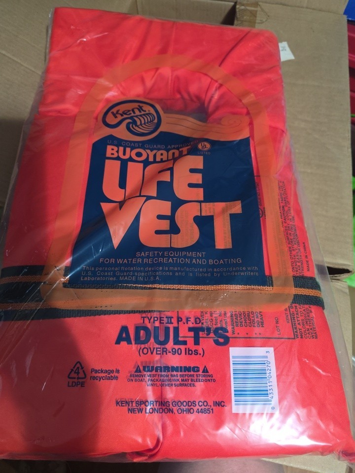 Kent BUPANT LIFE VEST Adults Type ll PFD Over 90 lbs U.S. Coast Guard AppovedL 2