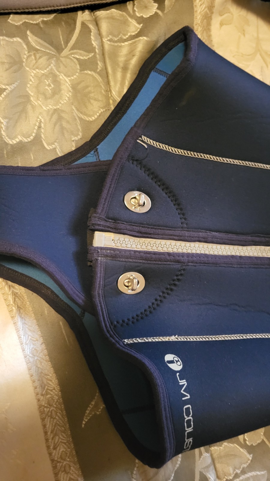 US Divers JM Cousteau 6 mil 2-piece wetsuit M blue gray crotch strap 3500 12 zip