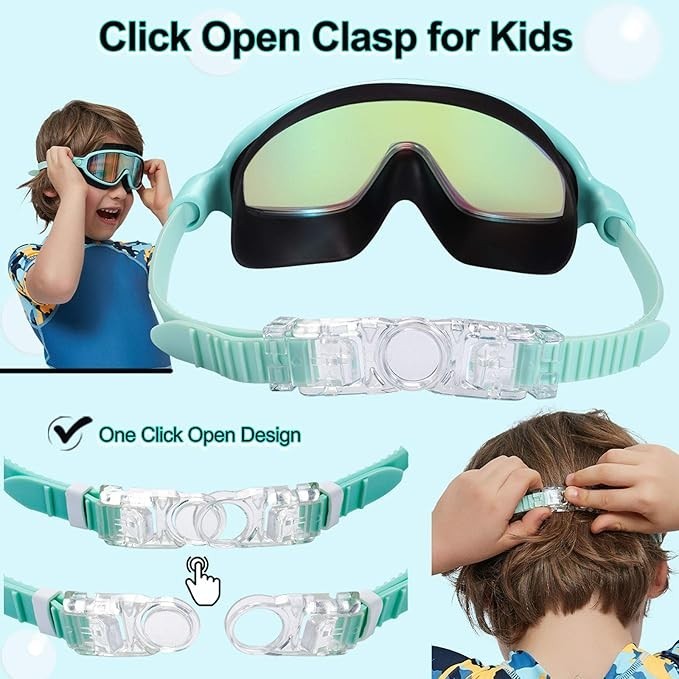 Seago Swim Goggles 2 Pack Anti-Fog Anti-UV Wide View Swimming Goggles for Kids 3