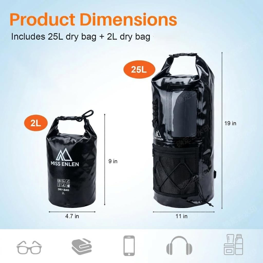 Waterproof Dry Bag 500D PVC Roll Top Dry Sack with 3 Carrying Ways, Lightweig…