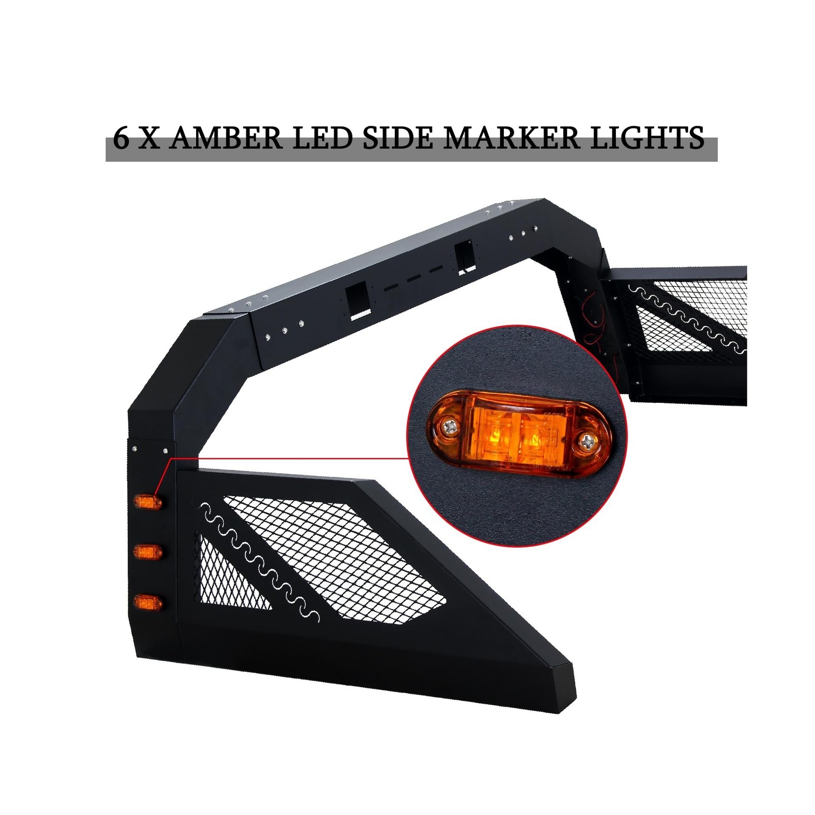 Universal Truck Bed Chase Rack Roll Bar w/ 6 Amber Lights for Pickup