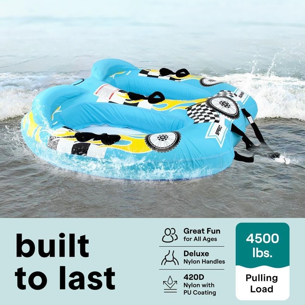 SereneLife 2 Person Towable Tube, Inflatable, 420D Nylon/PU Coating SLTOWBL10