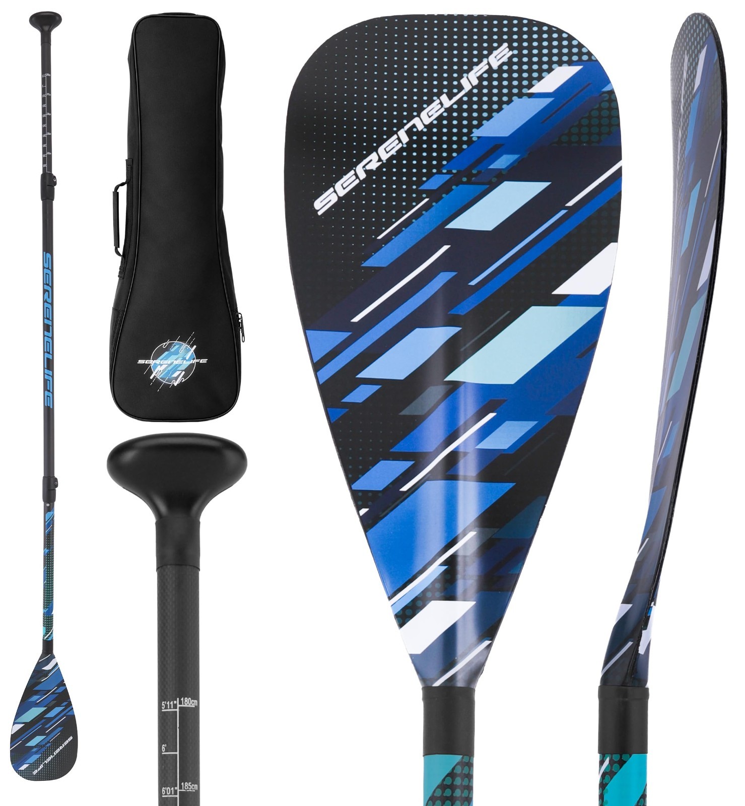 Adjustable Carbon Fiber Paddle Board 70-86″ | Lightweight 3-Piece SUP Paddle | C