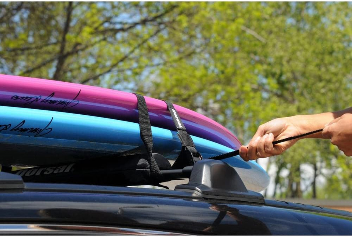 Surfboard Tie down Straps – 15 Ft Roof Rack for Surf, Kayak, SUP, Black 2 Pack