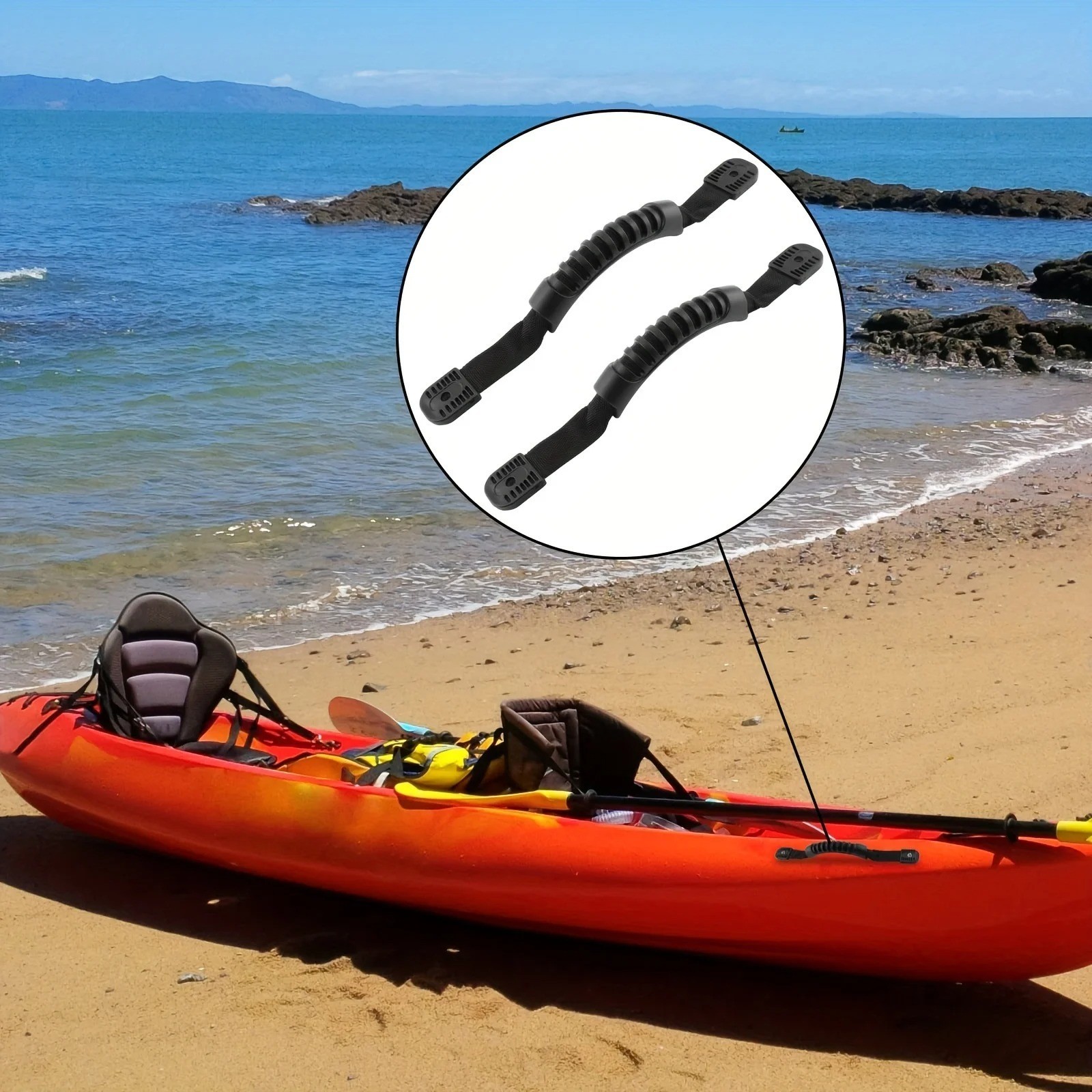 2PCS Kayak Canoe Handles Boat Side Mount Carry Rubber Grip Replacement Fitting