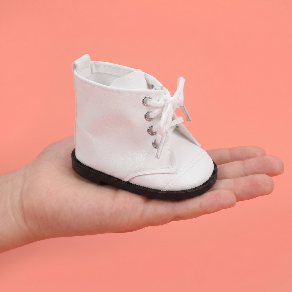 2 Pairs Durable White Miniature Doll Boots for 18 Inch Dolls Casual Outfit Shoes