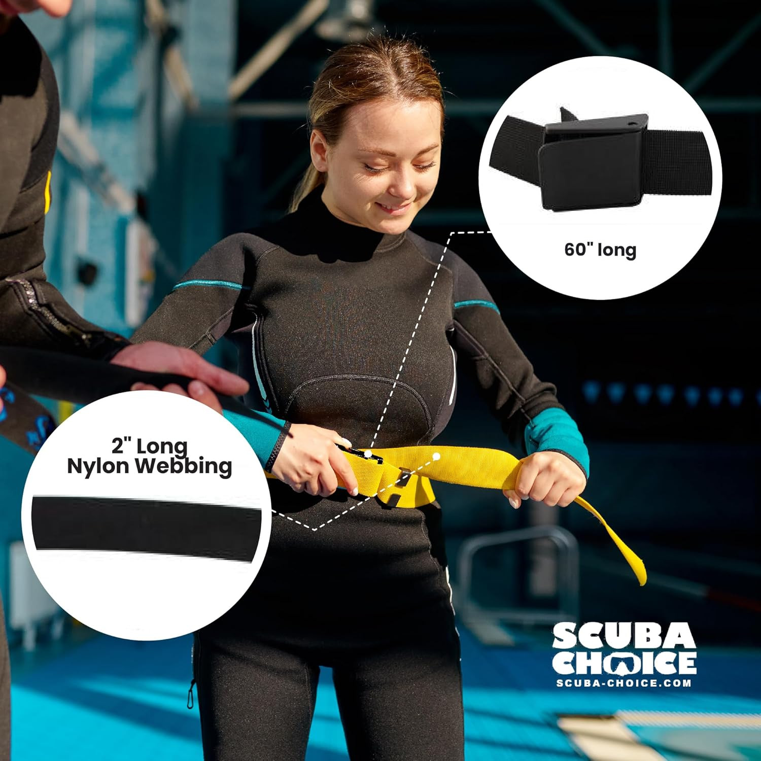 Durable 2″ Wide Nylon Scuba Diving Weight Belt – 60″ Long for Freediving & Snork