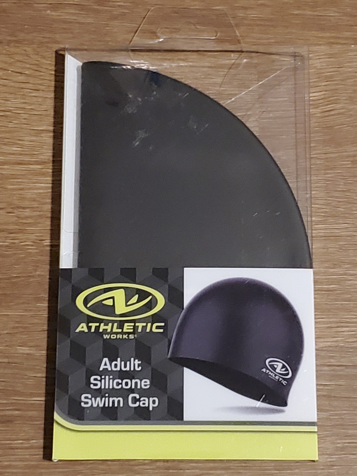 Athletic Works Adult Size Solid Black 100% Silicone Swim Cap 2020 New