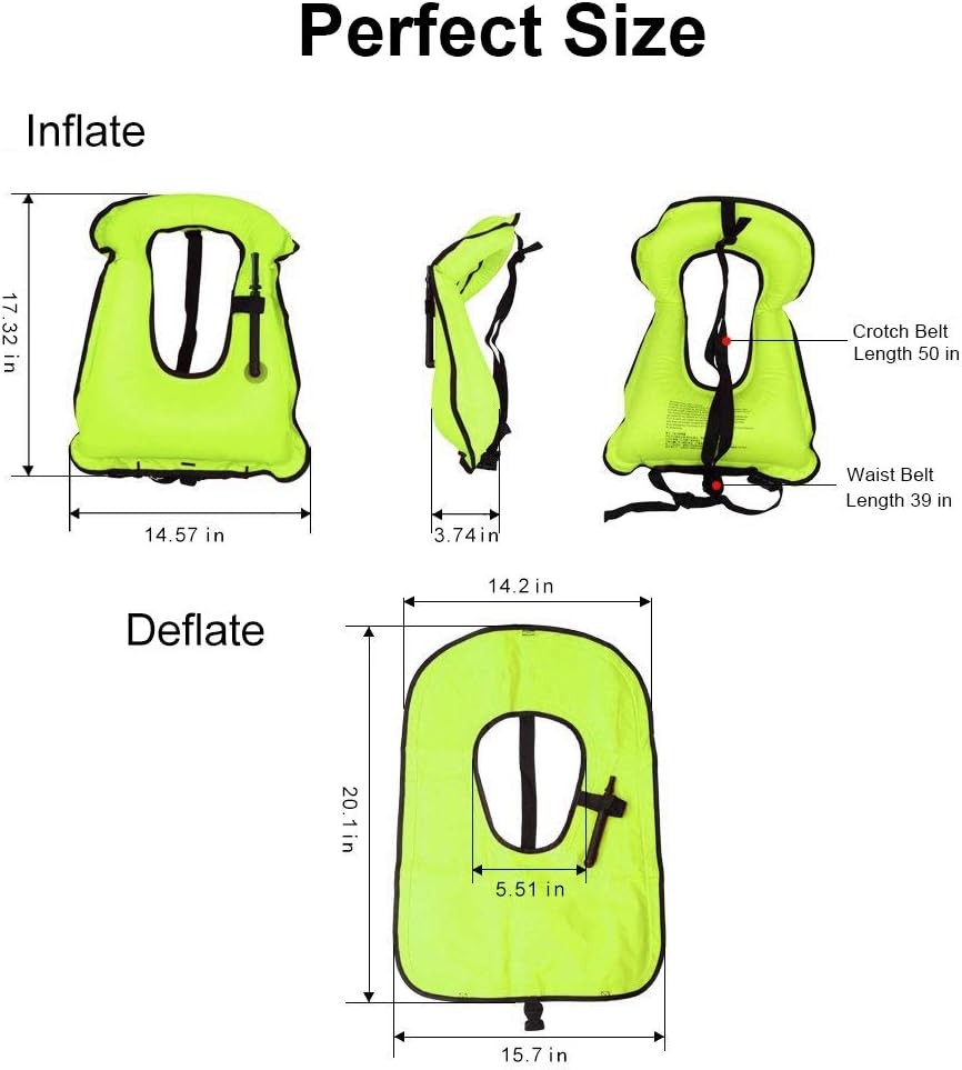 Rrtizan Kids 2 Pack Inflatable Snorkel Vest for Kids Adjustable Straps 110 lbs