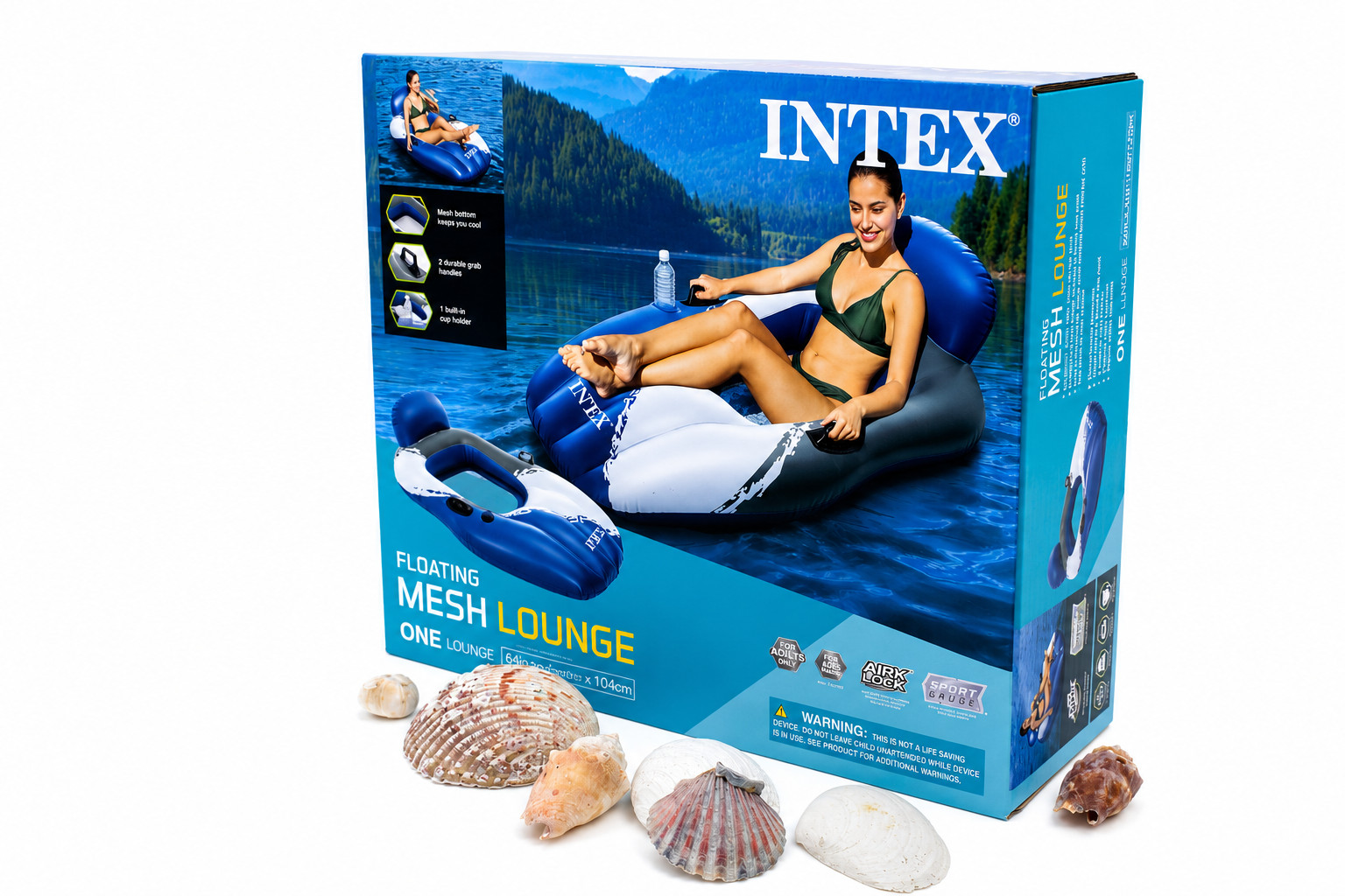 INTEX Floating Mesh Lounge Pool Float Adult River Lake Raft Inflatable Chair w/
