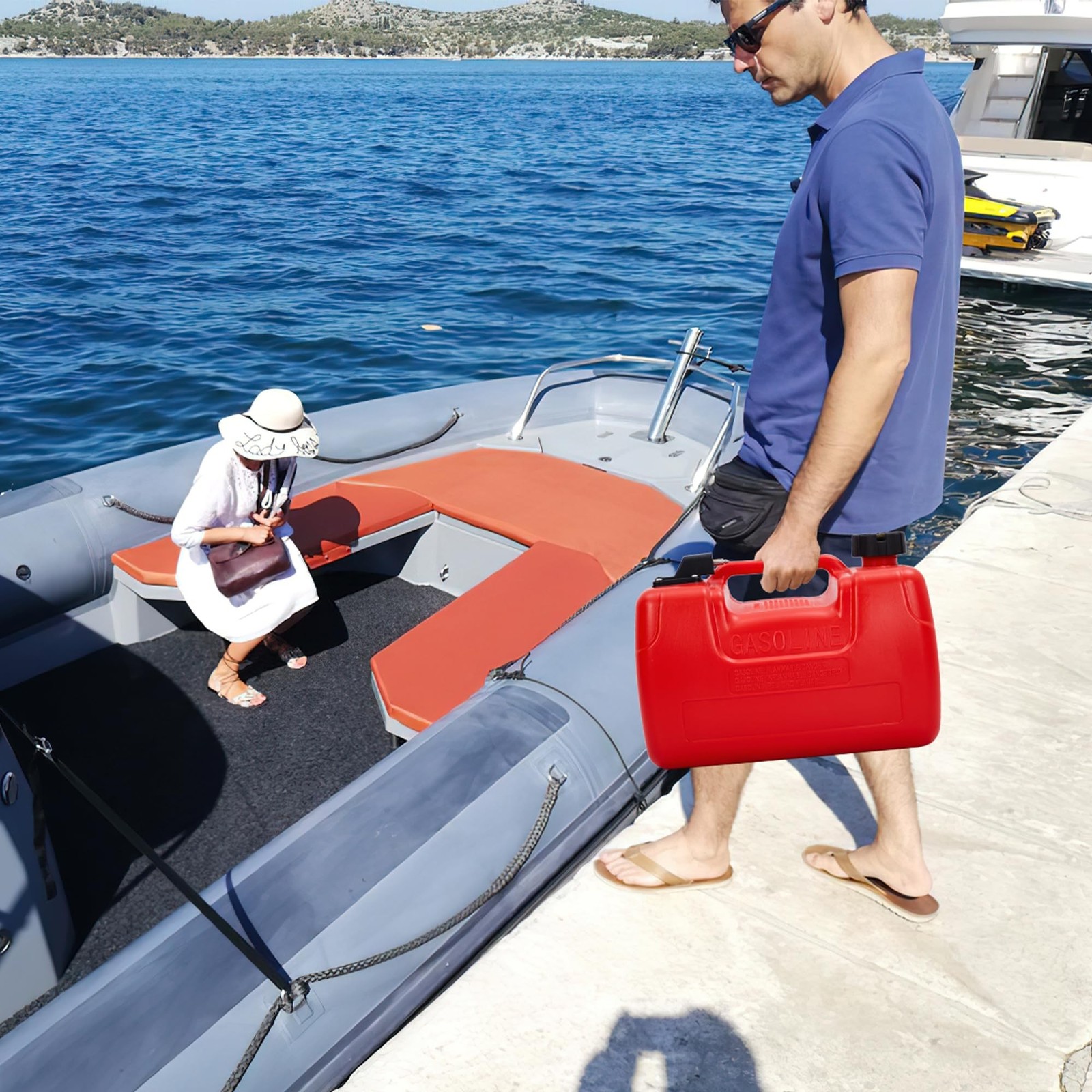 Marine Tank, 3 Gallon Marine Boat Transfer Tank with 9.8ft Hose, I-Shaped Han…