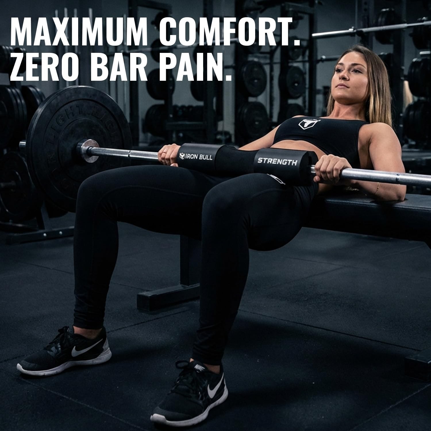 Advanced Squat Pad – Barbell for Squats, Lunges & Hip Thrusts – Black