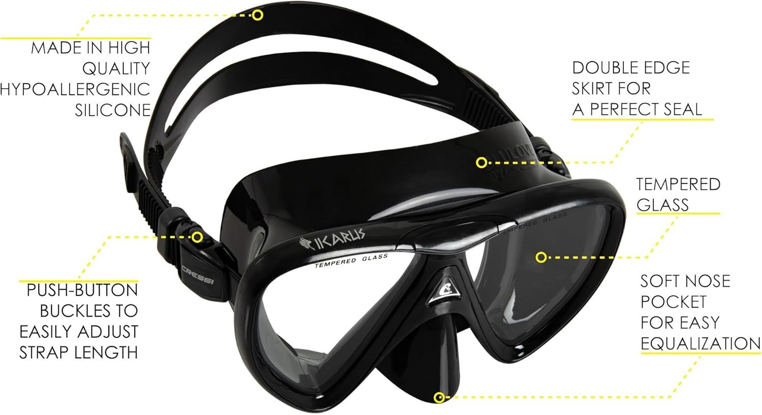 Cressi Ikarus & Orion Swim Mask Combo – Adult – 2026 – Black/Blue/Clear