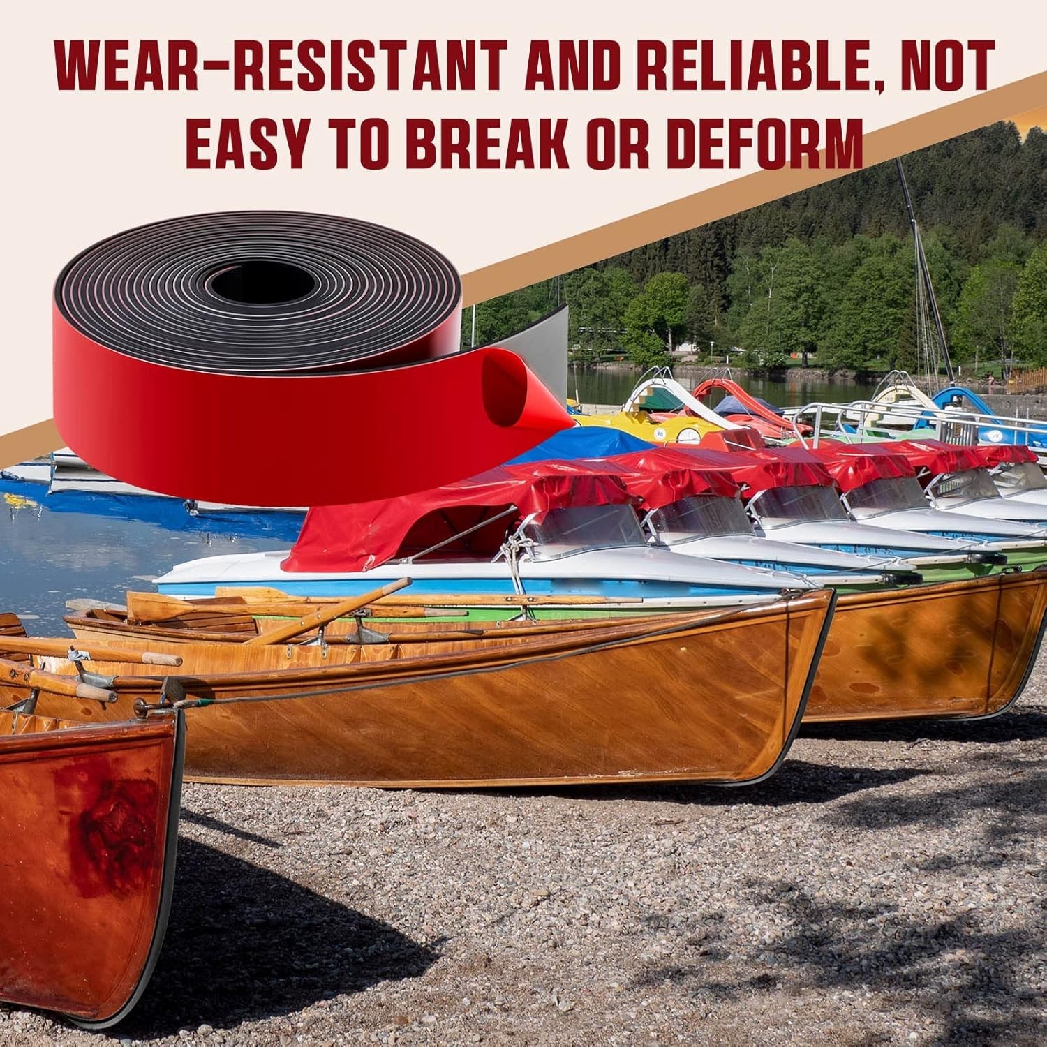 Black Rubber Kayak Keel Guard – 20ft Self-Adhesive Hull Protector for Any Boat