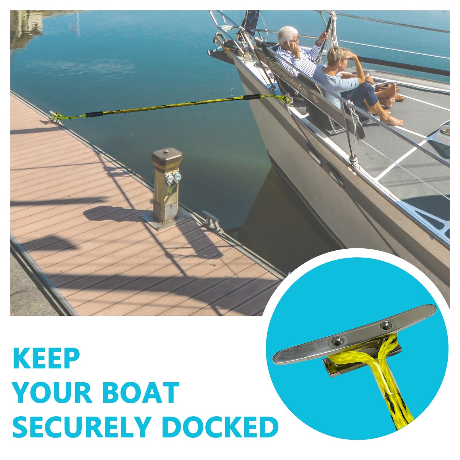 Boat Bungee Dock Line,Mooring Rope,Marine 48.82 inches x 0.63 inches, Yellow