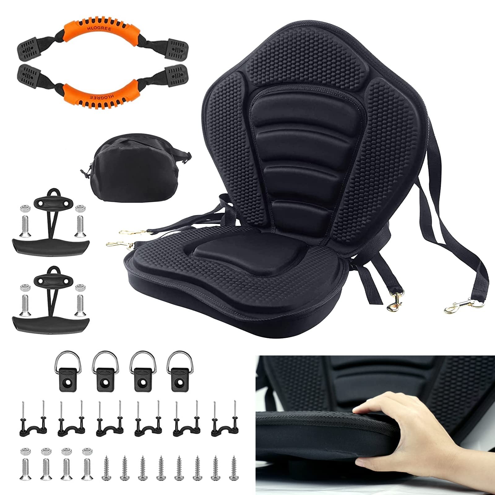 Kayak Thicken Seat Deluxe Plus Padded Seat with Storage Bag,1PC Boat Seat Cus…