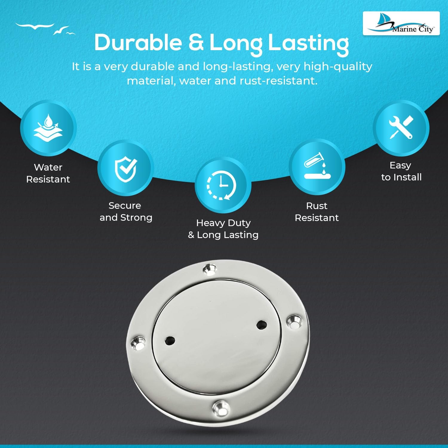 CITY 3-Inch Inspection Deck Plate with Rubber O-Ring, 316 Stainless Steel – D…