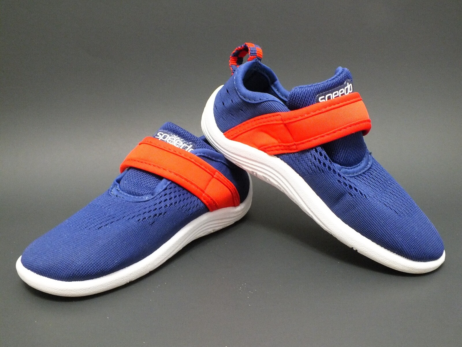 Speedo Toddler’s Explorer Water Shoes Blue/Red/White Sz Large EUC