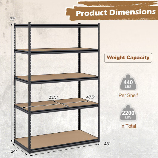 5-Tier Garage Shelving Unit 2200 LBS Heavy Duty Adjustable Utility Rack-Set of 3