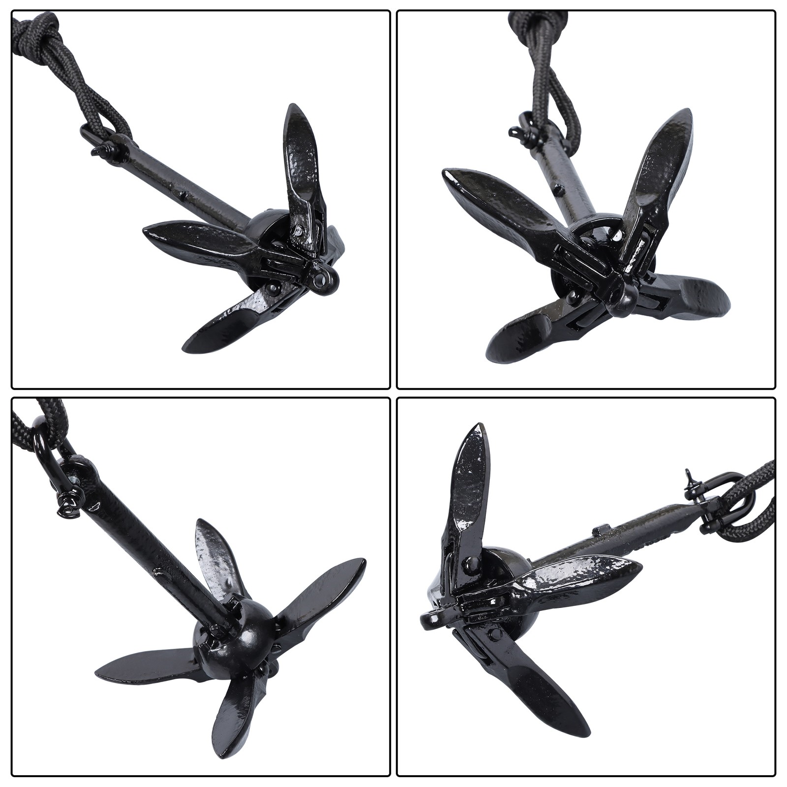 For Canoe Kayak Raft Boat 1.5LB/3.3LB/5.5LB/7.05LB Complete Folding Anchor Kit