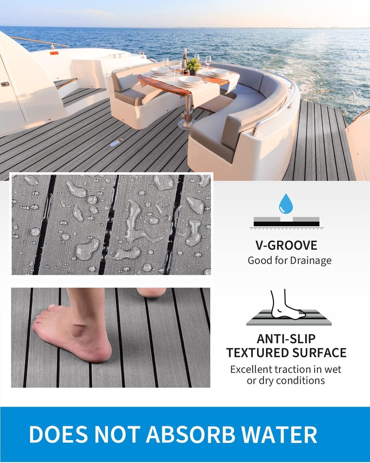 Boat Flooring EVA Foam Self-Adhesive 48”x16.8”