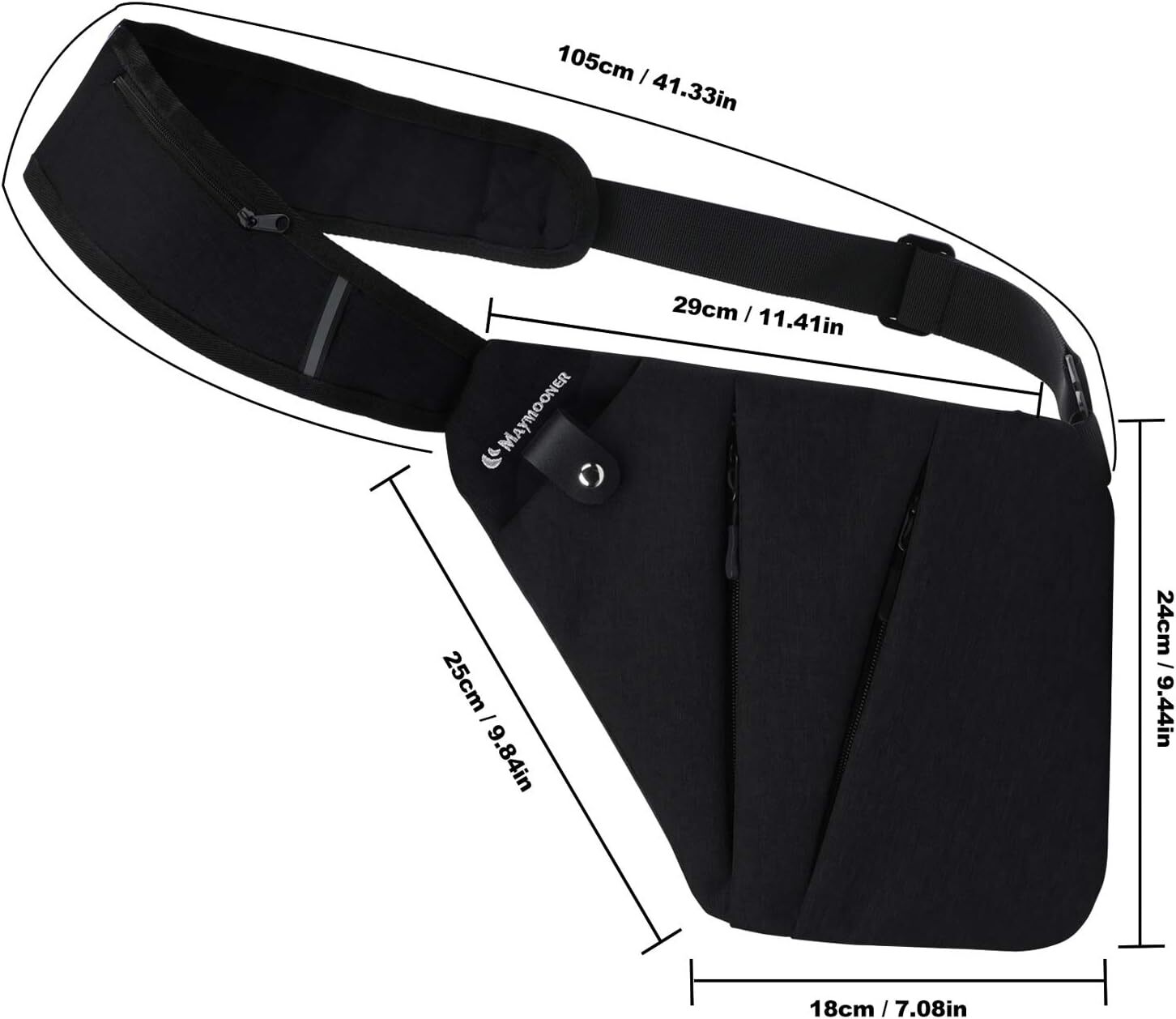 MAYMOONER Men Small Sling Shoulder Crossbody Bag Anti-theft One Strap Black