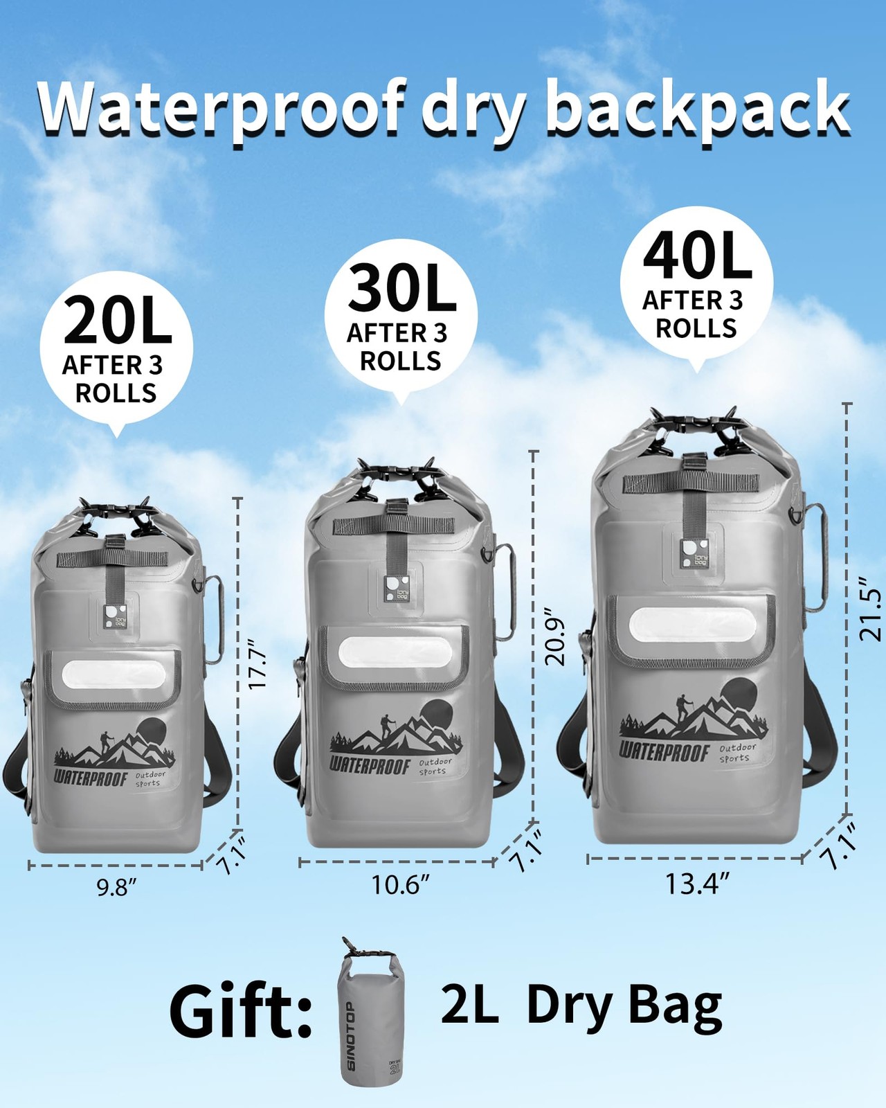 Dry Bag Backpack Waterproof Floating 20L/30L/40L, Dry Bags Waterproof Backpac…