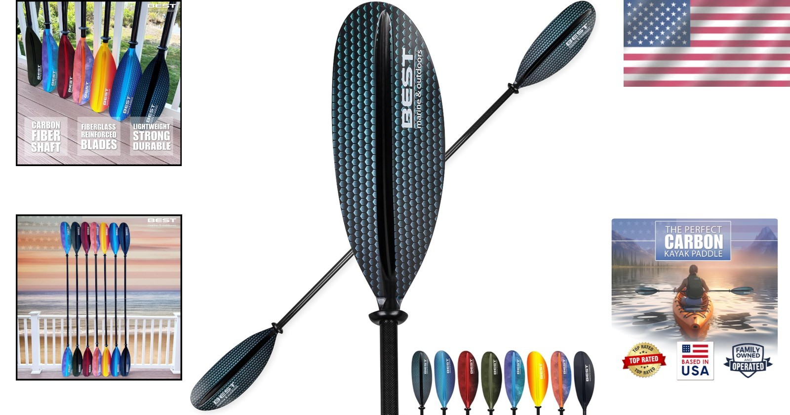 Lightweight Carbon Fiber Kayak Paddle – Adjustable 220-250cm