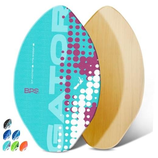New Zealand ‘Gator’ Skimboard with Colored EVA Grip 35 Inch Fluorescent Blue