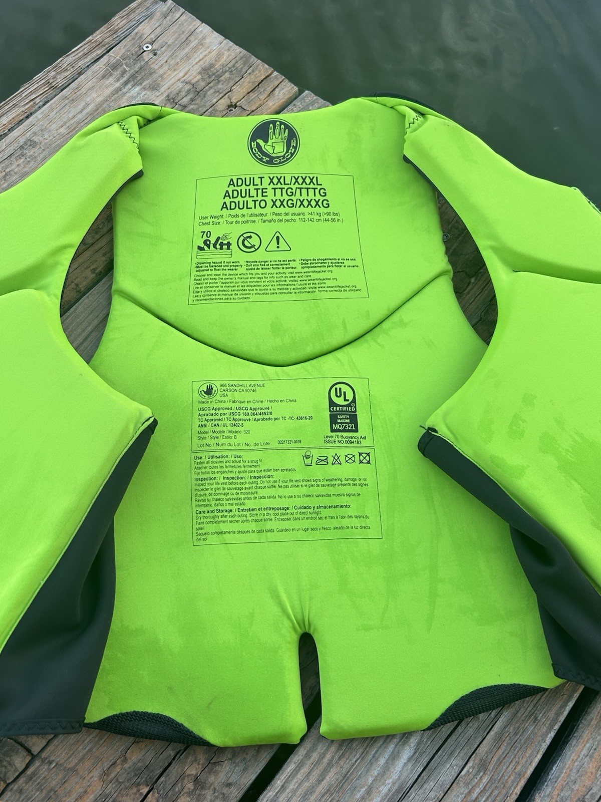 Body Glove Men’s Dual-Size Evoprene PFD, Life Jacket, (Male, Size XL,black Green