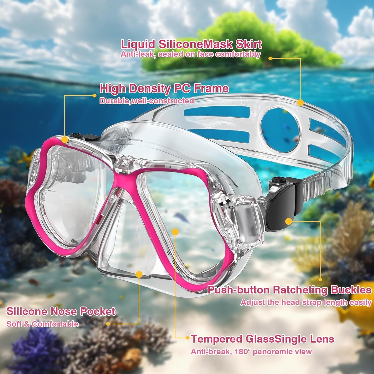 Mask Fin Snorkel Set for 3-8 Years Old Kids w/Carrying Bag for Snorkeling Swim