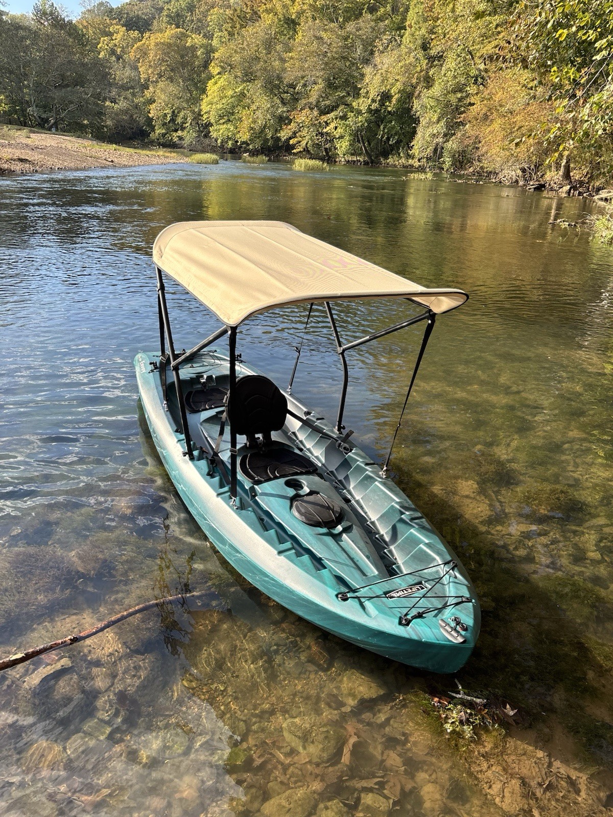 CRO 2’x5′ Canoe/Kayak Sun Shade Bimini Top – Block from Rain/Sun – Black Frame