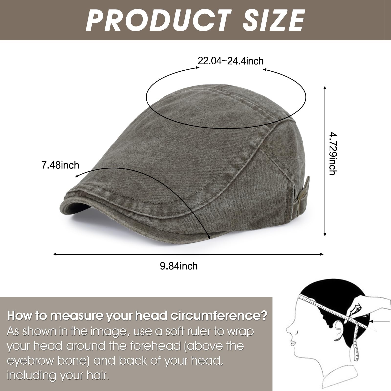3Pcs Men’s Newsboy Caps Washing Cotton Cooling Lightweight Scally Cap for Men…