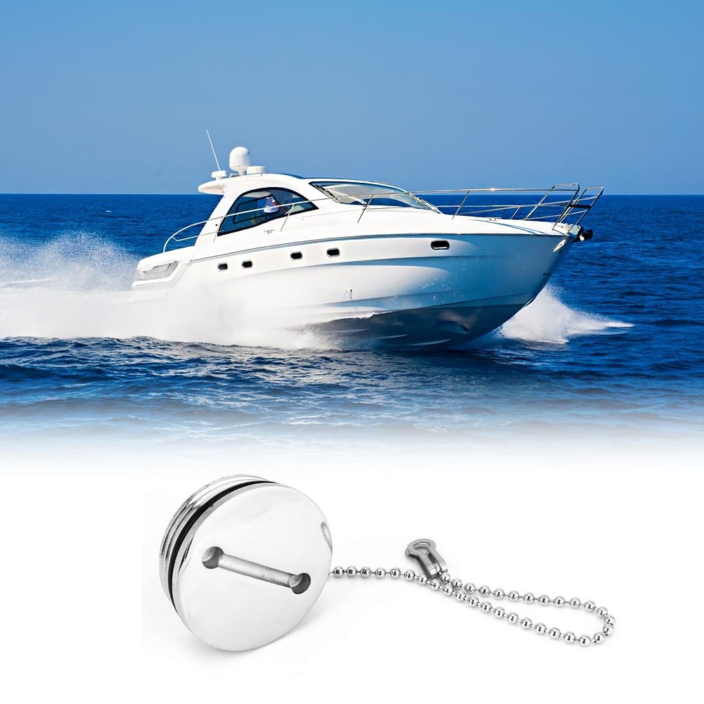 Tiiyee 316 Stainless Steel Boat Fuel Tank Cap 1.73 Silver Marine Gas Cap For