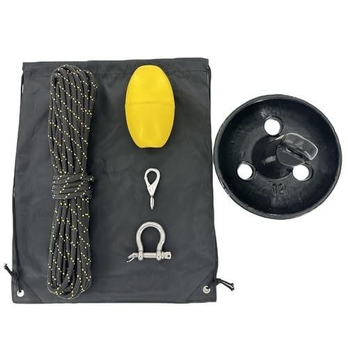 XIALUO Marine Mushroom Anchor Kit 12 lb Black PE Coated Kayak Anchor