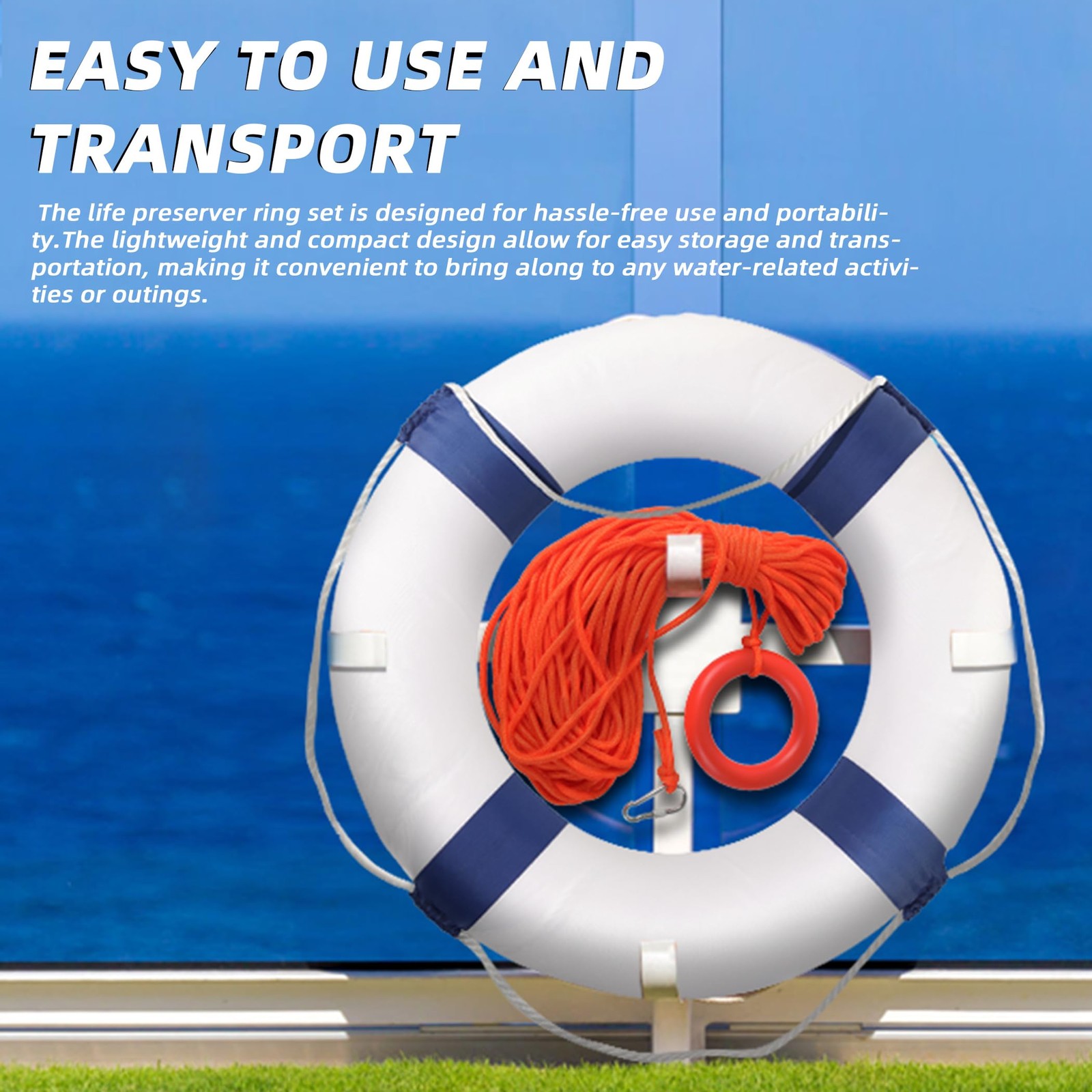 Calvana 20″ Foam Life Preserver Ring with 98.4ft Floating 1pack, blue