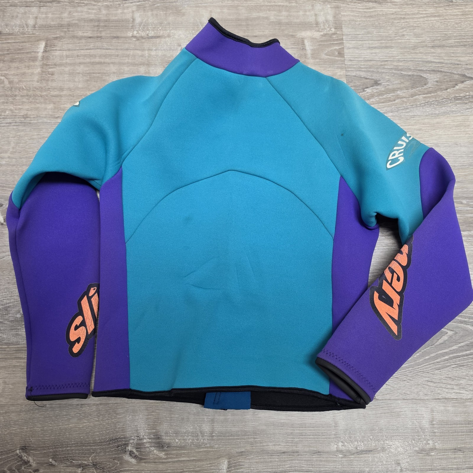 Vintage Slippery USA 2 Piece Wetsuit Set Jacket Farmer John Teal Purple Youth XL