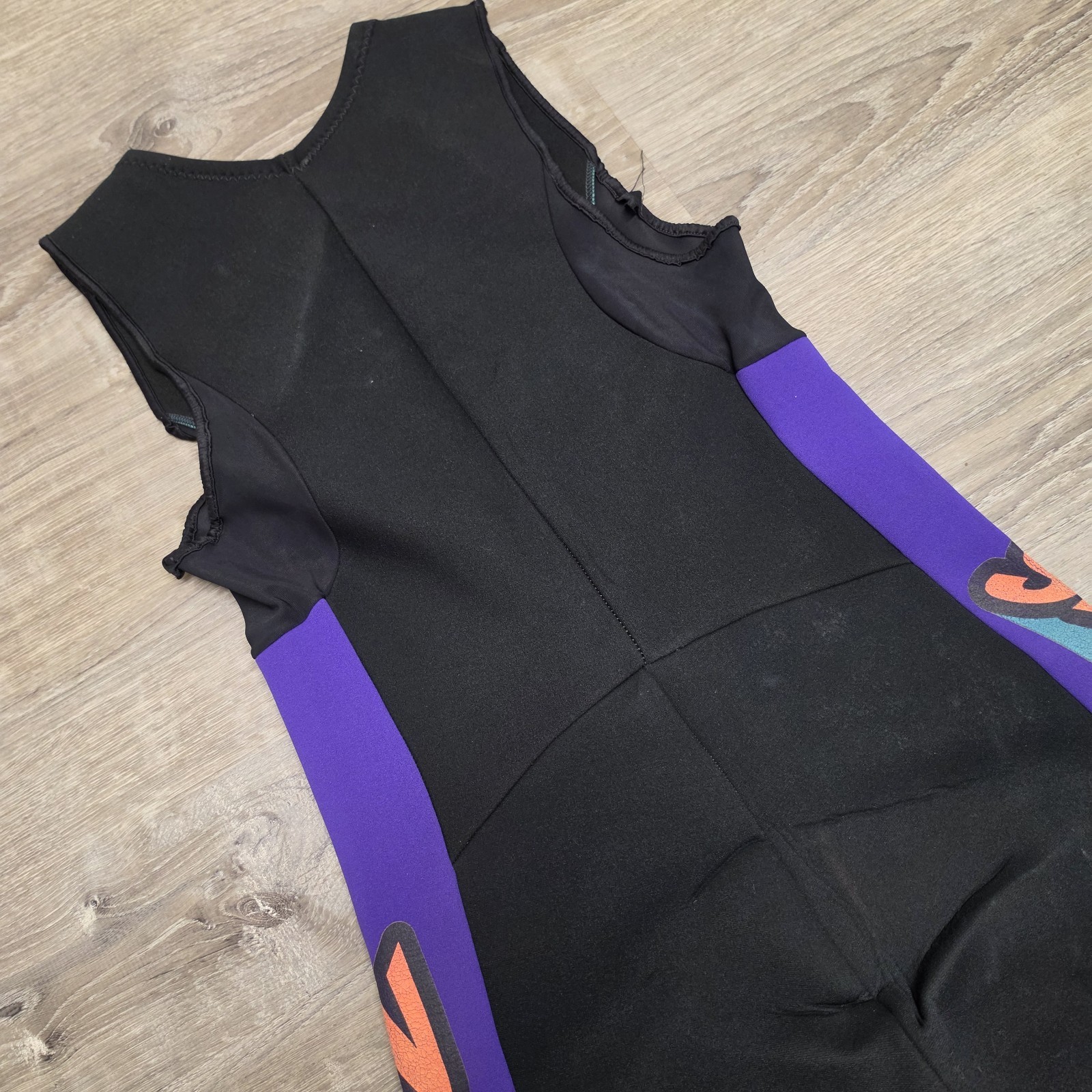 Vintage Slippery USA 2 Piece Wetsuit Set Jacket Farmer John Teal Purple Youth XL