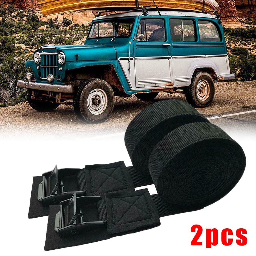 2X Locking Tie-down Straps Surfboards, Kayaks Car Roof Rack Cam-Buckle 9.8Ft