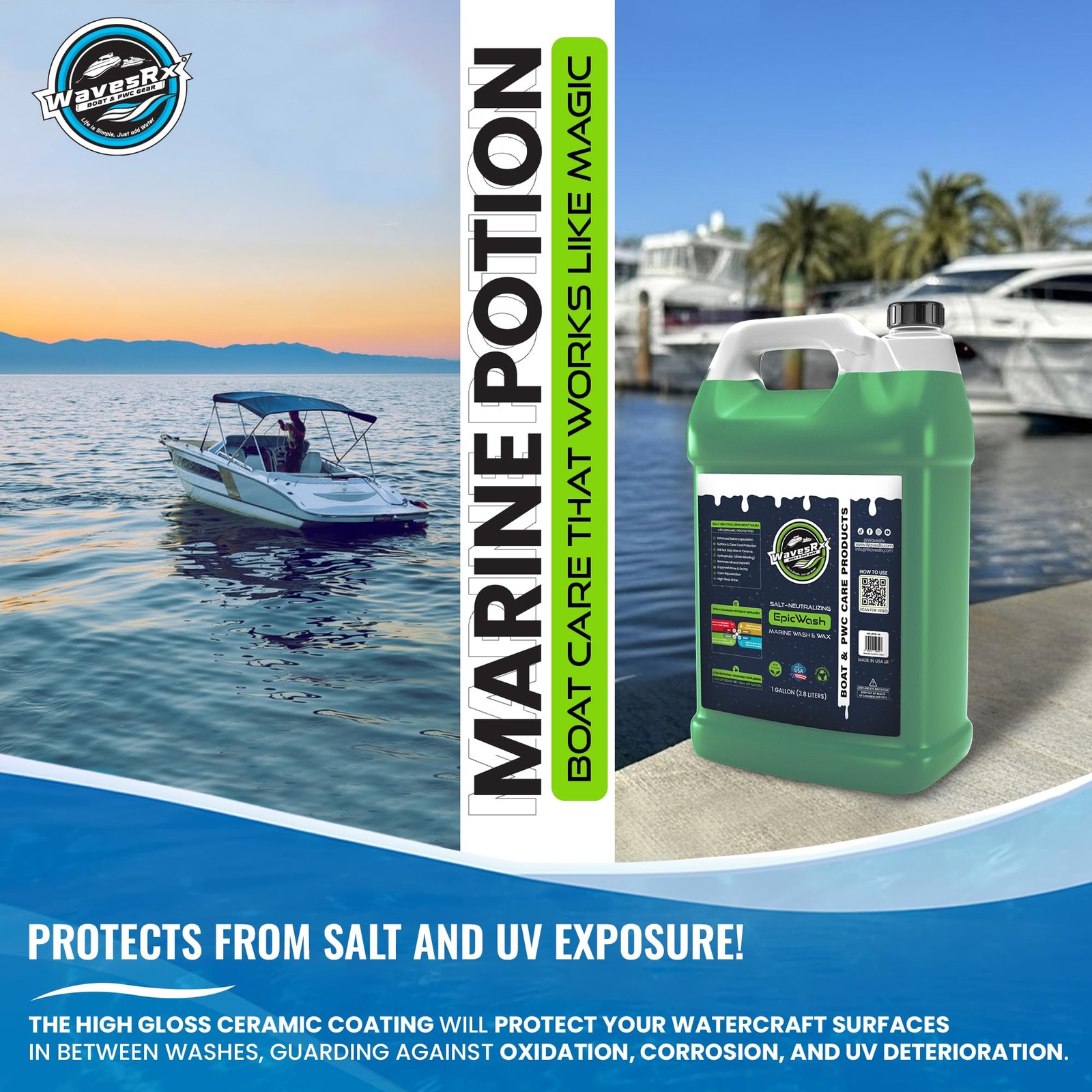 Salt Neutralizing Boat & Jet Ski Wash with SiO2 Protection, UV & Salt Shield
