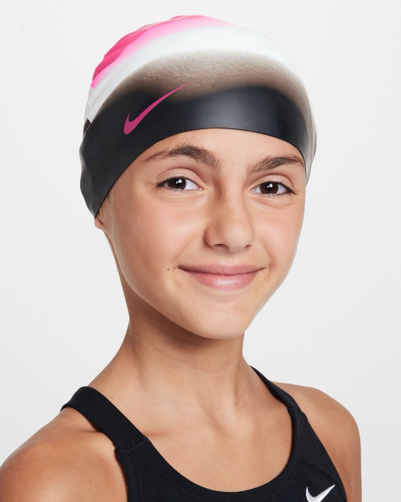 Nike Swim Silicone Youth Cap (Pink Black / Ages 8-14 / NESSF120-678