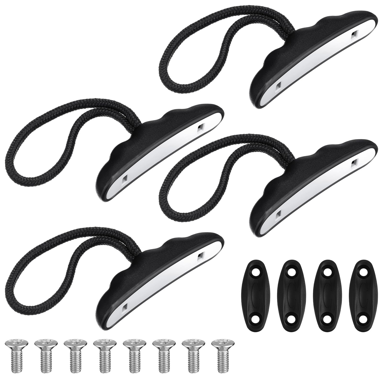 4 PCS Kayak Handles Kit Canoe Carry Pull T Handle Cord Pad Eyes Screws Tools