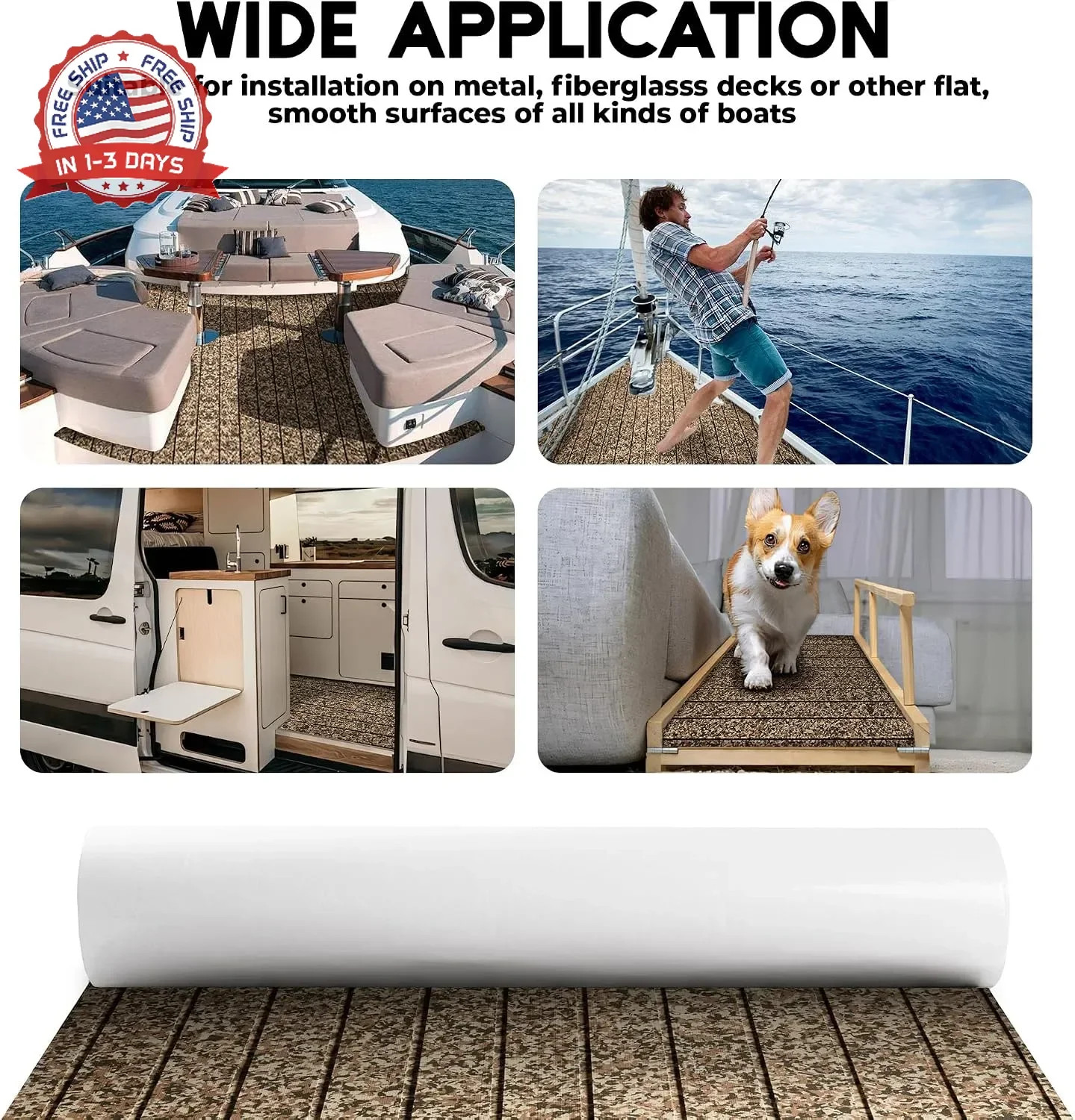 FOCEAN EVA Foam Boat Flooring, Sea Vinyl Decking Camo Deck Mats with self Adhesi