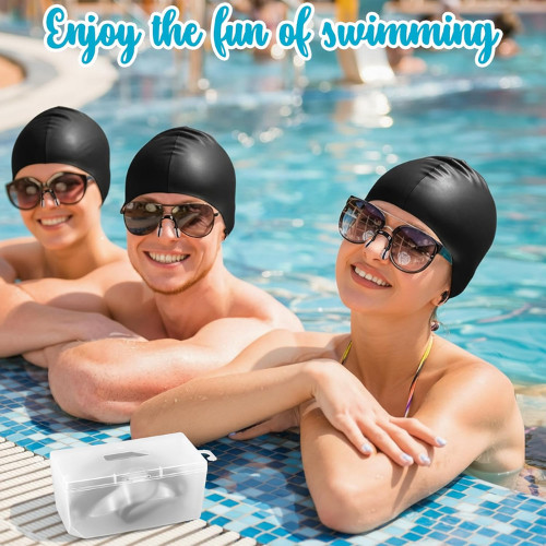 3 Piece Black Swim Accessories Set, Swim Nose Clip Water Ear Plugs with String